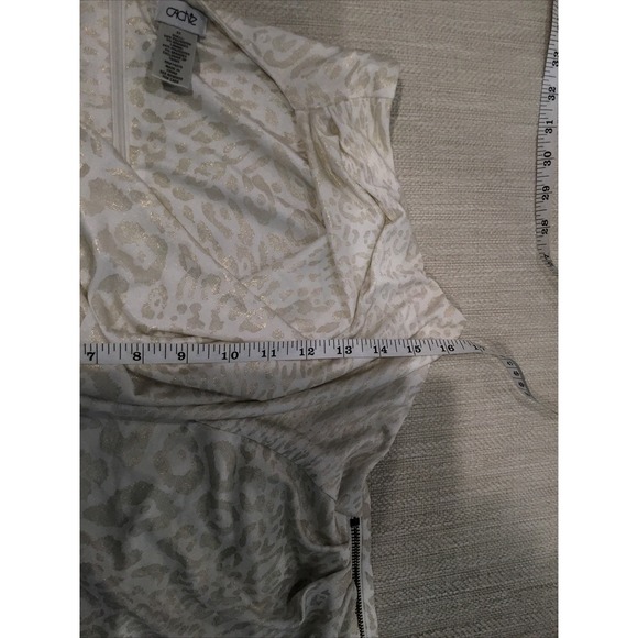 cache dress Xs Cream gold leopard print Cowl neck zipper Rebelchic glam rock - Picture 12 of 14